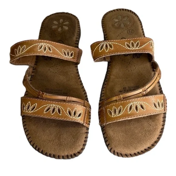 Dr. Scholl's Brown Embroidered Sandals - Picture 1 of 10